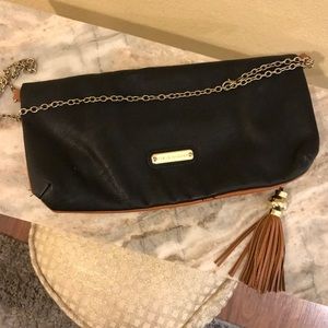 Black and Tan Steve Madden clutch with chain